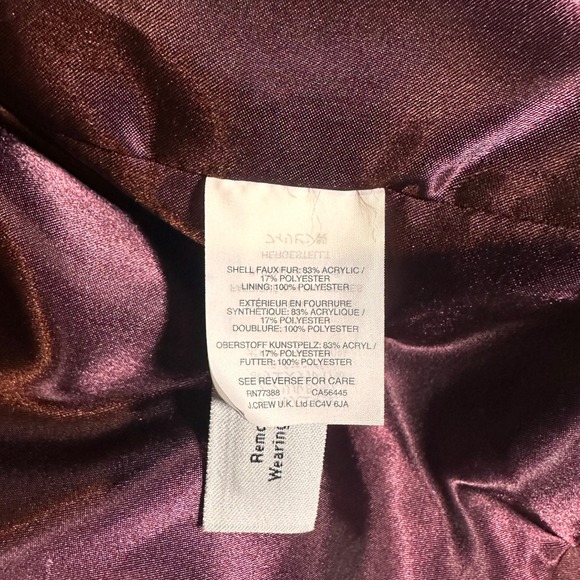 J Crew Faux Fur Vest Burgundy Red Sleeveless Full Zip Collar Medium M - Picture 3 of 5